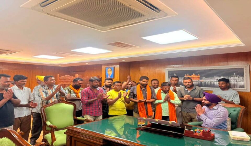 Mayor Sarabjeet Singh Samana meets residents from different areas of SAS Nagar Mohali at his office to hear civic concerns and public grievances