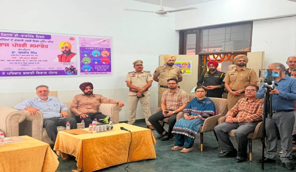 Mayor Sarabjeet Singh Samana attends a National Deworming Day awareness camp with students and staff at School of Eminence Phase 11 Mohali.