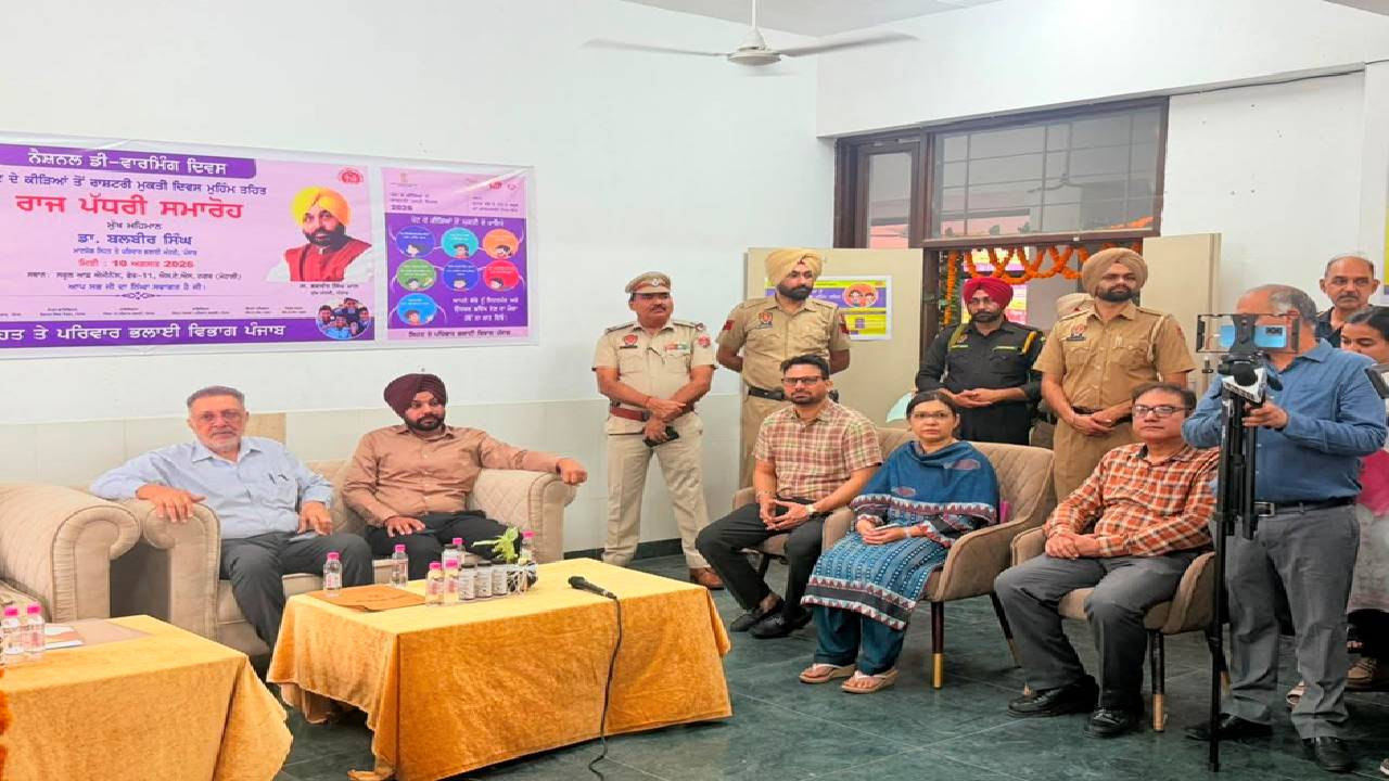 Mayor Sarabjeet Singh Samana attends a National Deworming Day awareness camp with students and staff at School of Eminence Phase 11 Mohali.